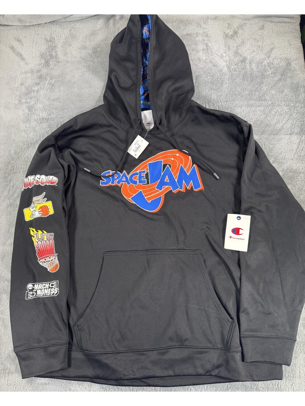 Champion Men's March Madness 90's Y2K Retro Space Jam XL Black Hoodie Sweatshirt